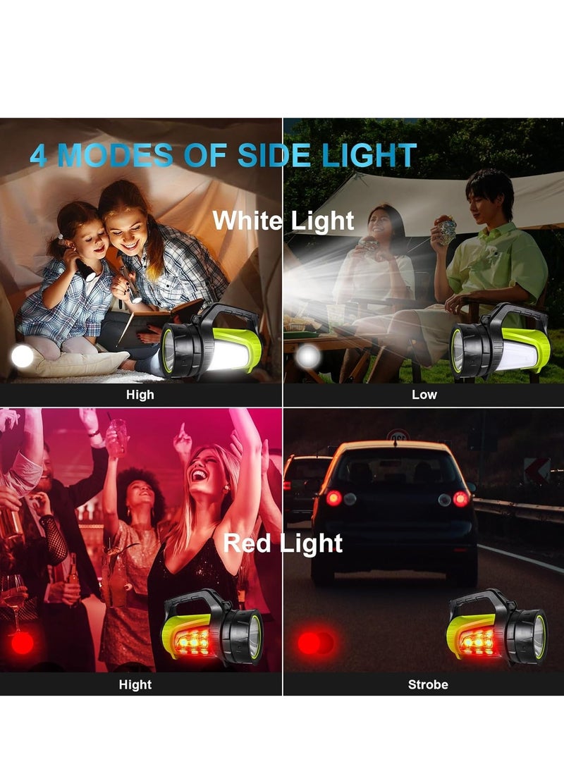 Rechargeable Spotlight, LED Handheld Spotlight with 1200LM, Power Bank, IP65 Waterproof Lantern Flashlight with Straps for During Hurricane, Emergency, Storms, Outages, Hiking, Camping, 1 Pcs - Image 3